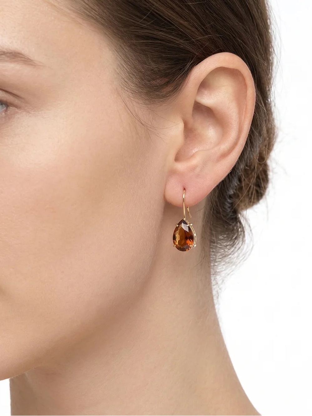 NEW LAUREN Ralph Lauren Brown Teardrop Crystal Drop Earrings - Picture 5 of 10